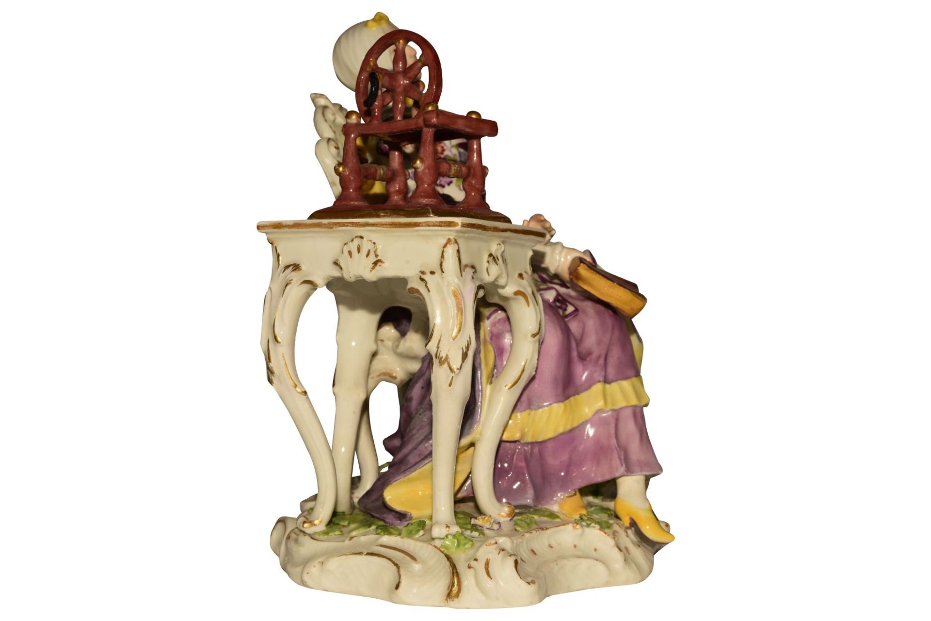 Lady with Spinning Wheel Meissen around 1750 - Image 5 of 10