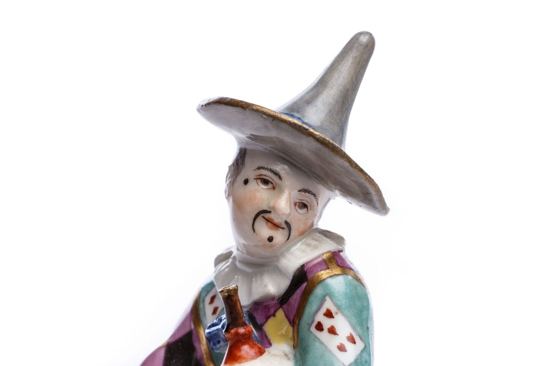 Small figure "Harlequin with bagpipes", Meissen 1720 - Image 3 of 4