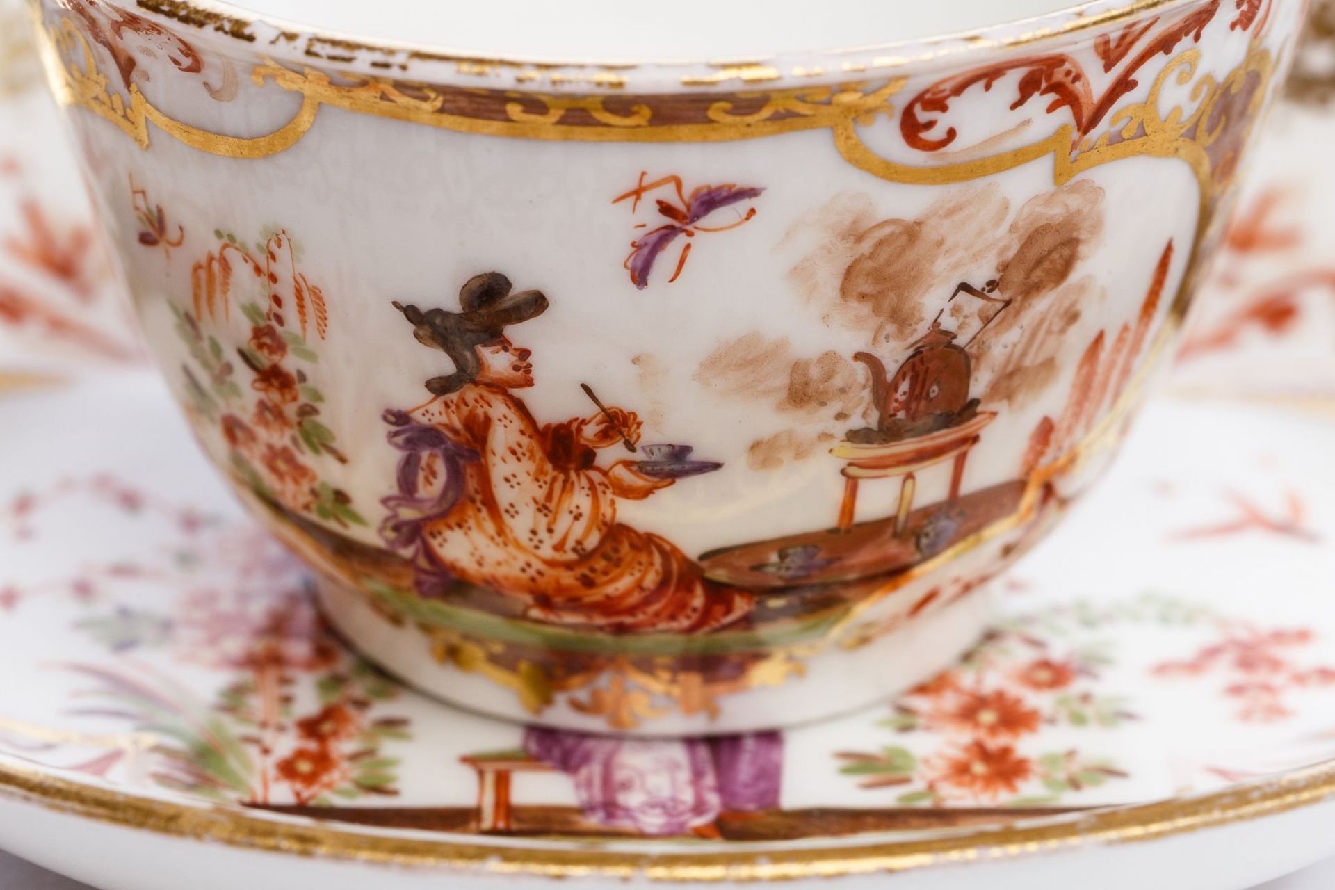 Bowl with Saucer, Meissen 1725 - Image 4 of 5