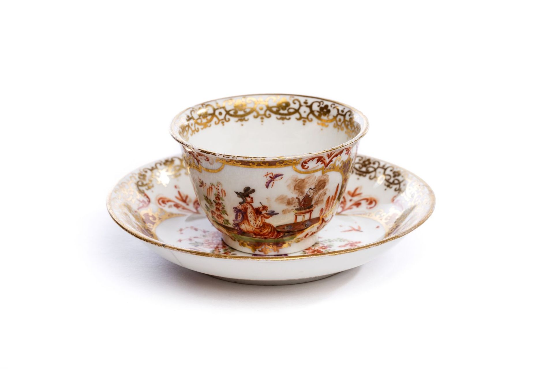Bowl with Saucer, Meissen 1725 - Image 3 of 5