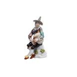 Small figure "Harlequin with bagpipes", Meissen 1720