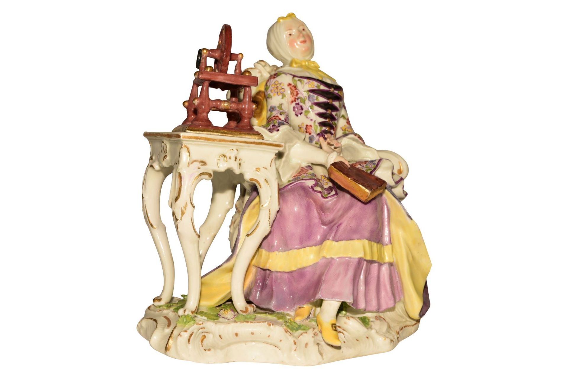 Lady with Spinning Wheel Meissen around 1750 - Image 9 of 10