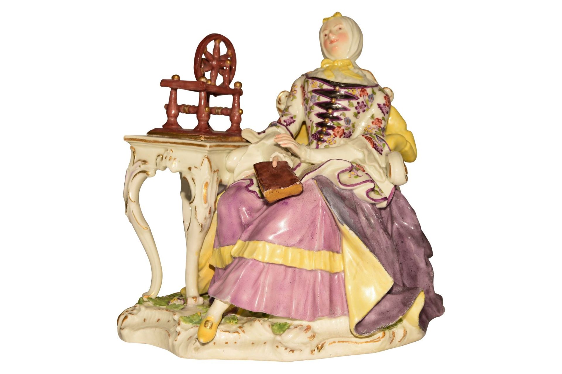 Lady with Spinning Wheel Meissen around 1750