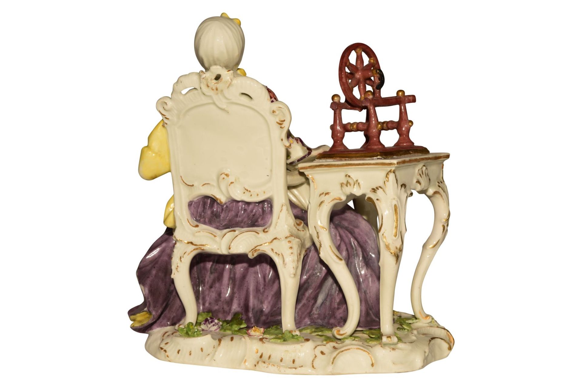 Lady with Spinning Wheel Meissen around 1750 - Image 4 of 10