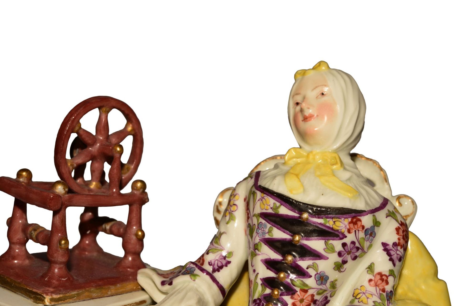 Lady with Spinning Wheel Meissen around 1750 - Image 6 of 10