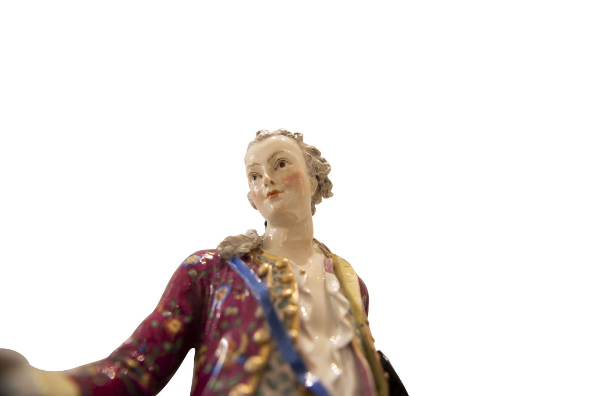 Large figure "Cavalier with flowers", Meissen - Image 6 of 9