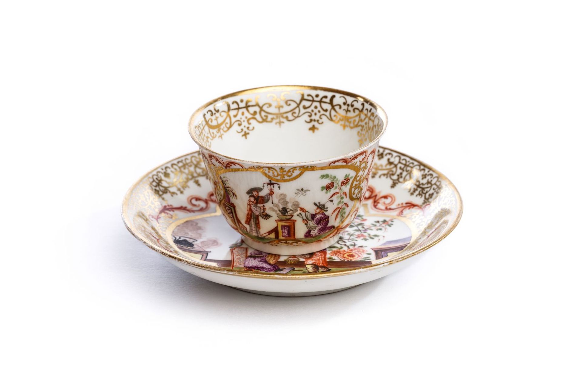 Bowl with Saucer, Meissen 1725 - Image 4 of 6