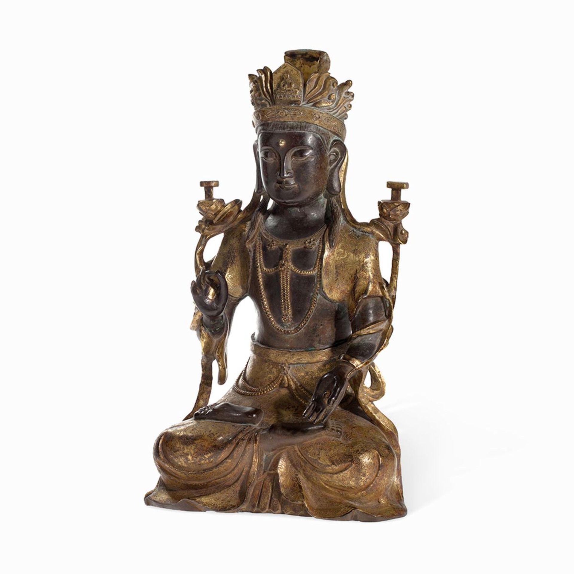 Gilt Bronze Figure of a Guanyin, Ming Style | Vergoldete Bronzefigur einer Guanyin, Ming-Stil - Bild 16 aus 16