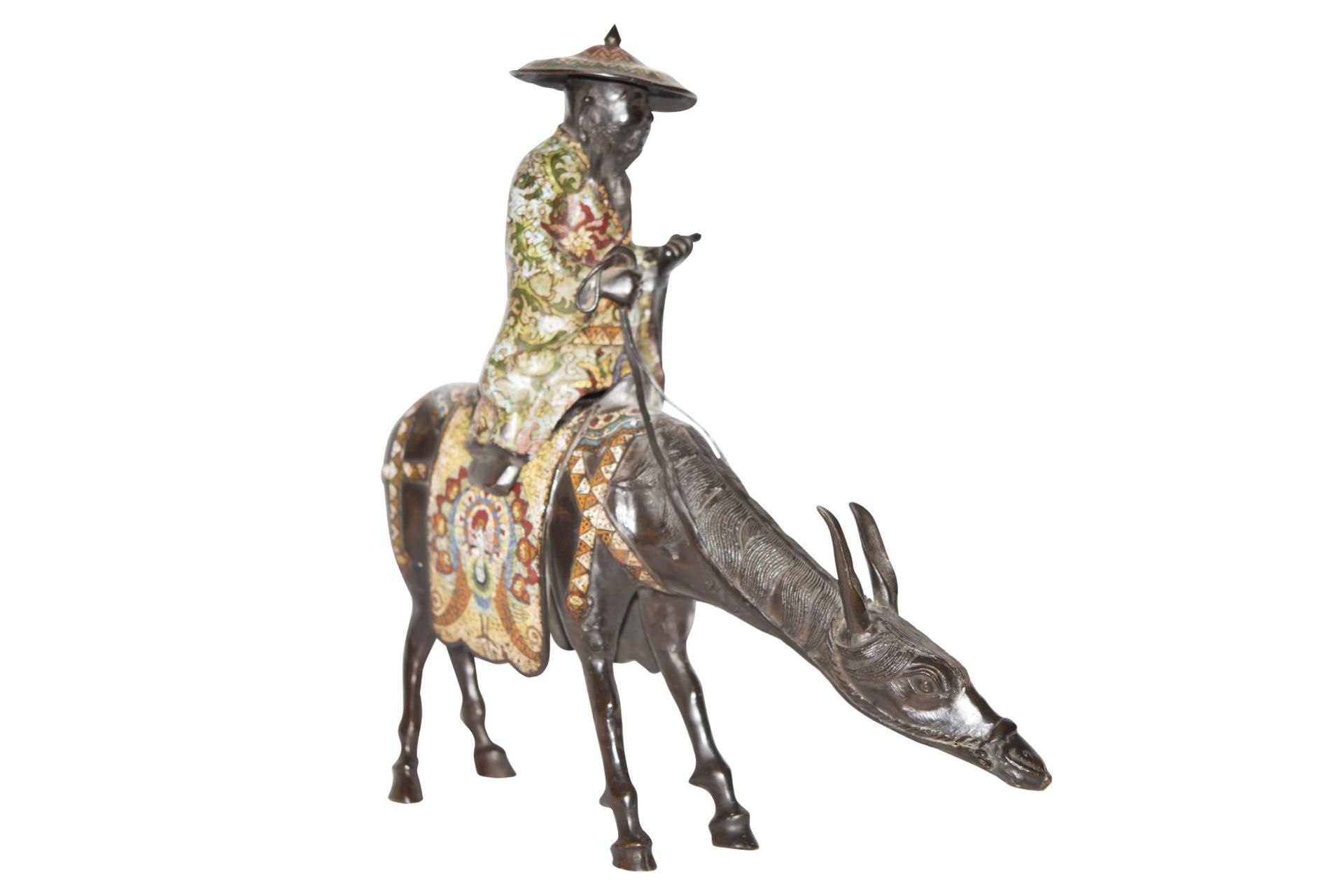 Bronze Figure of a Scholar Riding a Donkey | Bronzefigur eines auf einem Esel reitenden Gelehrten - Image 3 of 8