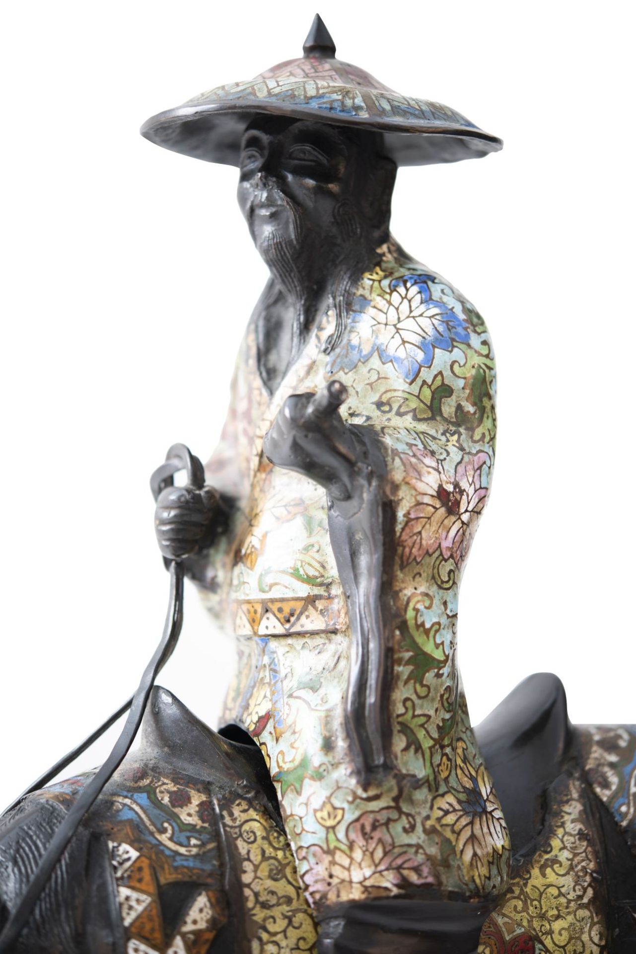 Bronze Figure of a Scholar Riding a Donkey | Bronzefigur eines auf einem Esel reitenden Gelehrten - Image 6 of 8
