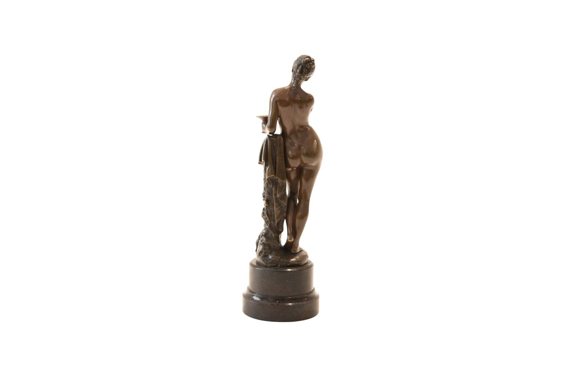 Art Nouveau Bronze Statue, Standing Woman with Dove and Chalice | Jugendstil Bronzestatue, Stehende - Image 3 of 7