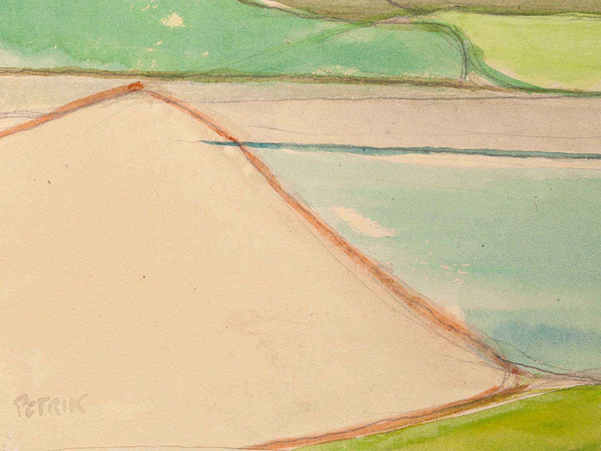 Rudolf Petrik, Austrian Landscape, Watercolor, c. 1950 - Image 6 of 8