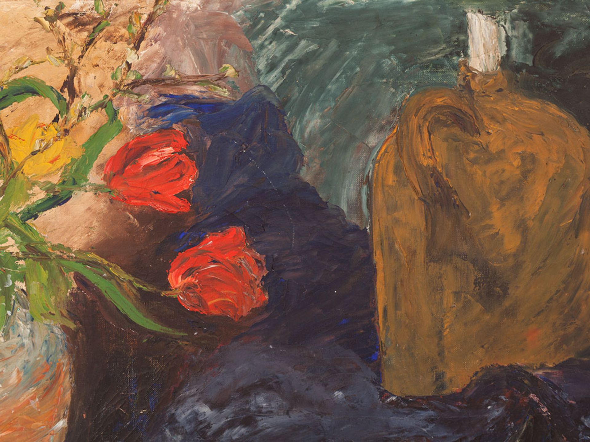 Lilly Ørum, Oil Painting, Flower Still Life with Shoes, 1938 - Image 5 of 8