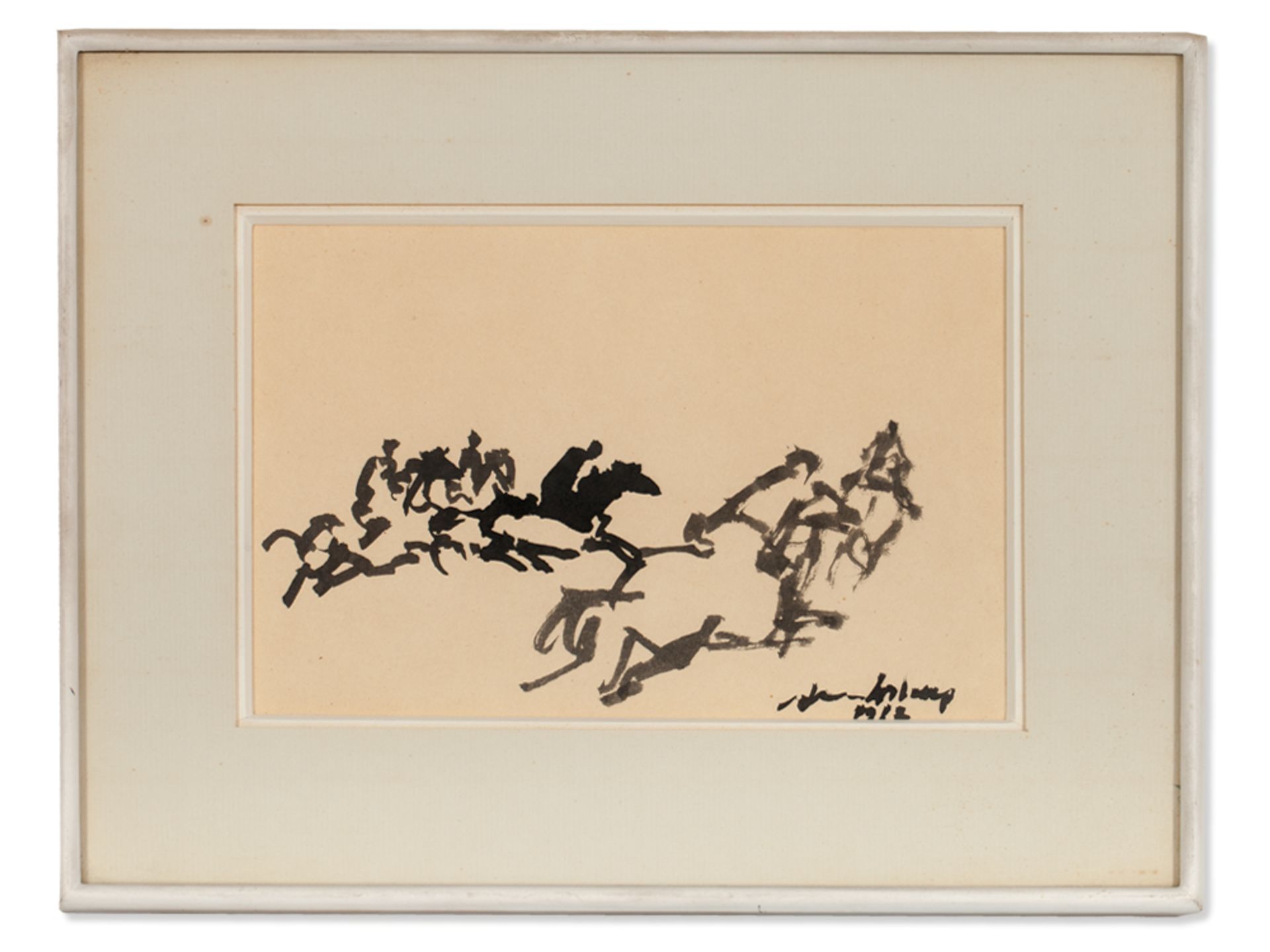 Two Small Ink Sketches Horse Race, Belgium, 1912/1917 - Image 5 of 7