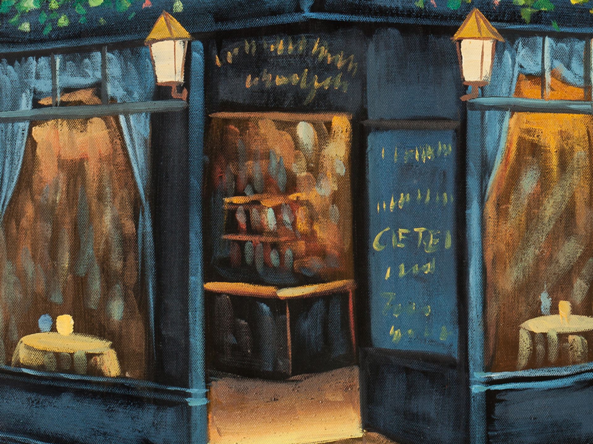 A. Wood, Oil Painting, Sidewalk Cafe, England, c. 2000 - Image 5 of 7