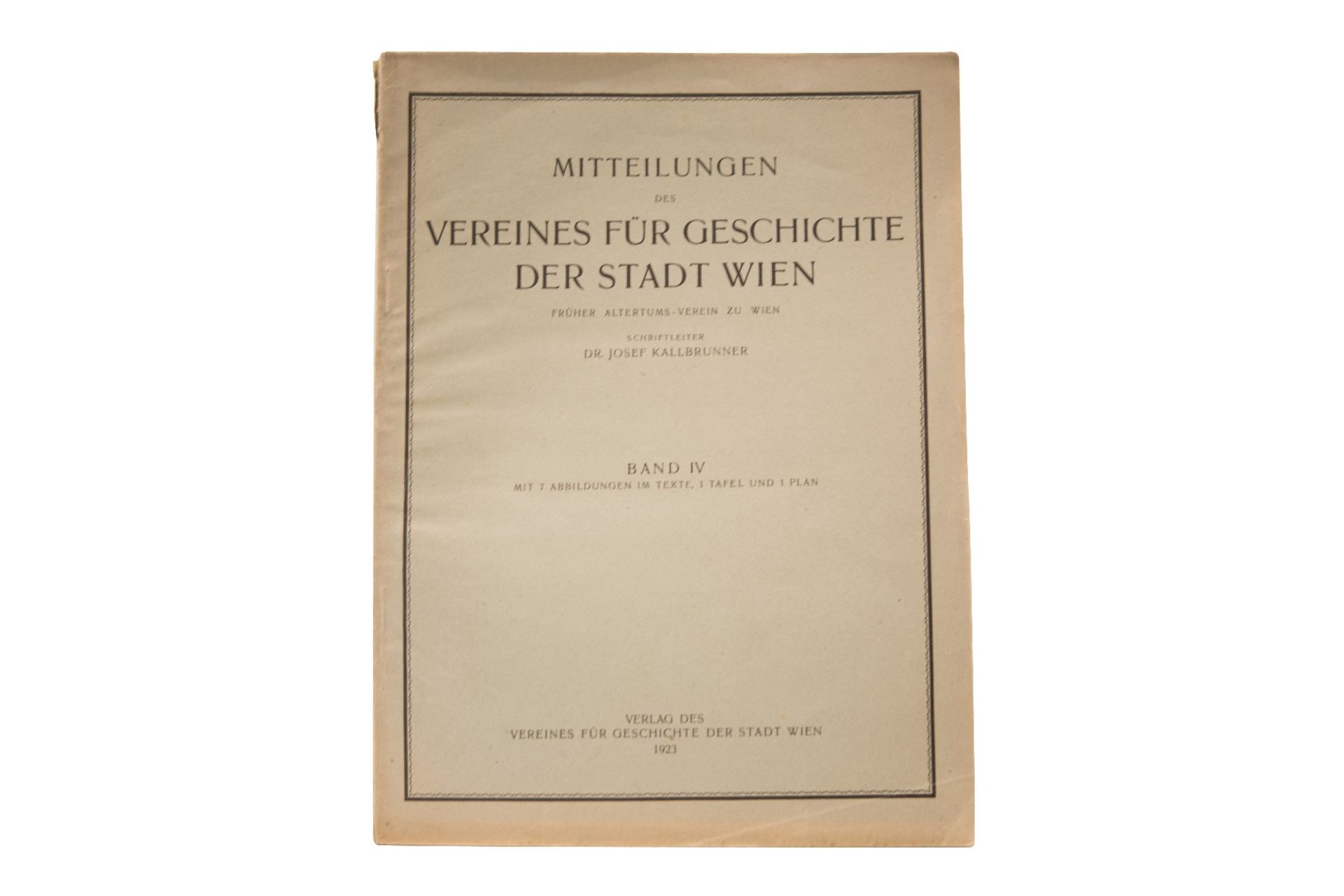 Communication of the Association for the History of Vienna around 1923