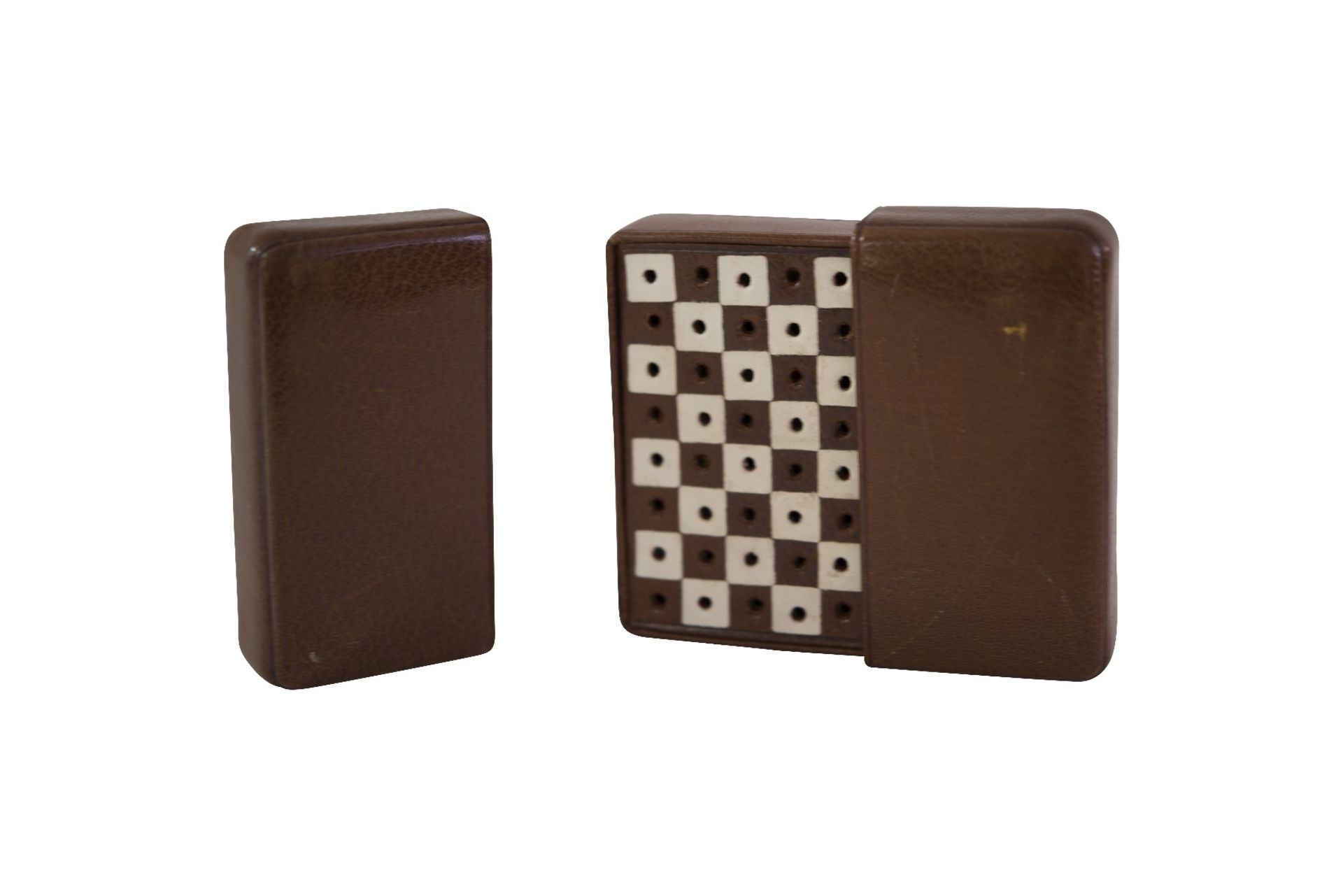 Travel chess set in noble leather case brown - Image 7 of 7