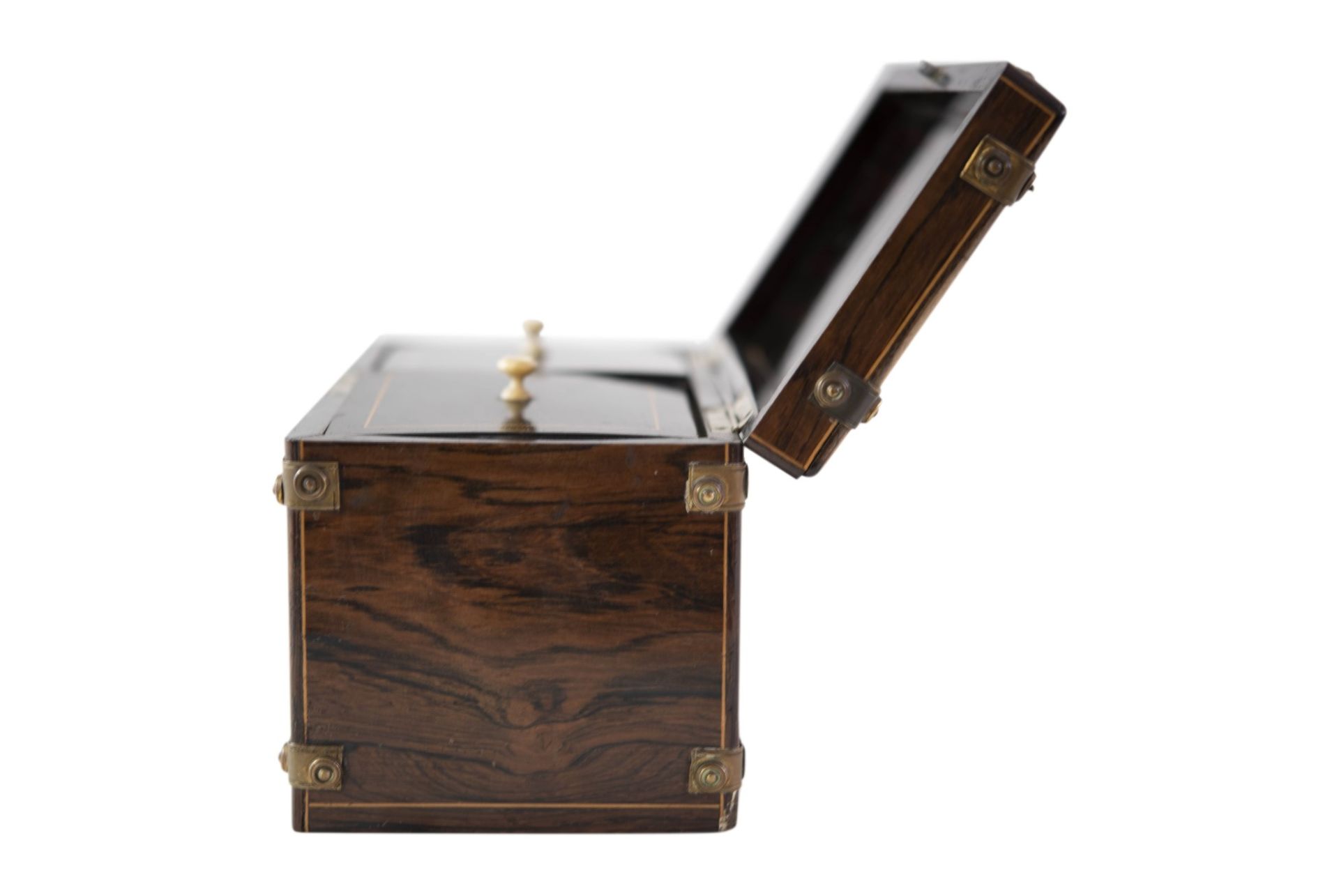 Jewel box, wood, brass fittings - Image 7 of 8