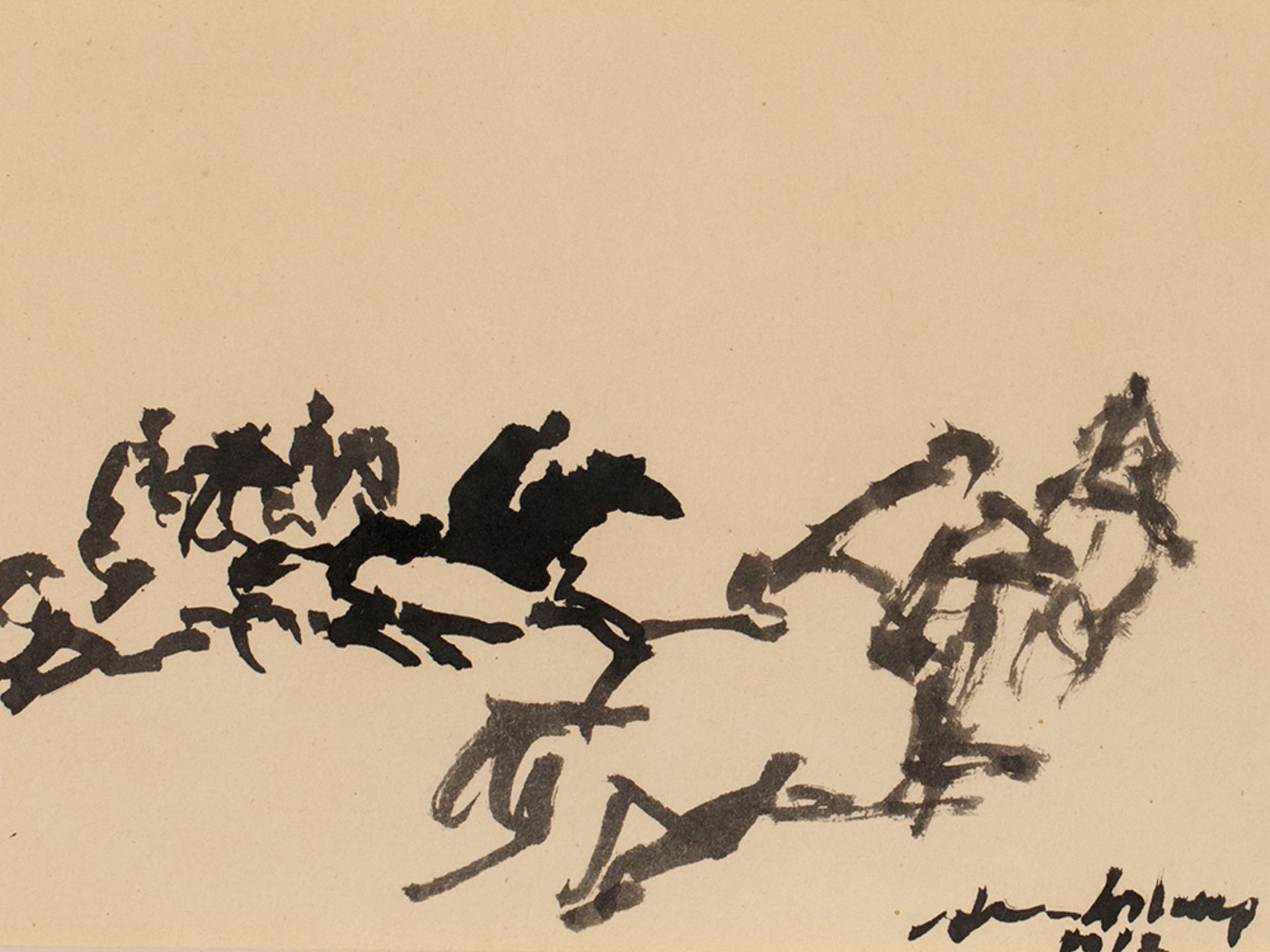 Two Small Ink Sketches Horse Race, Belgium, 1912/1917 - Image 7 of 7