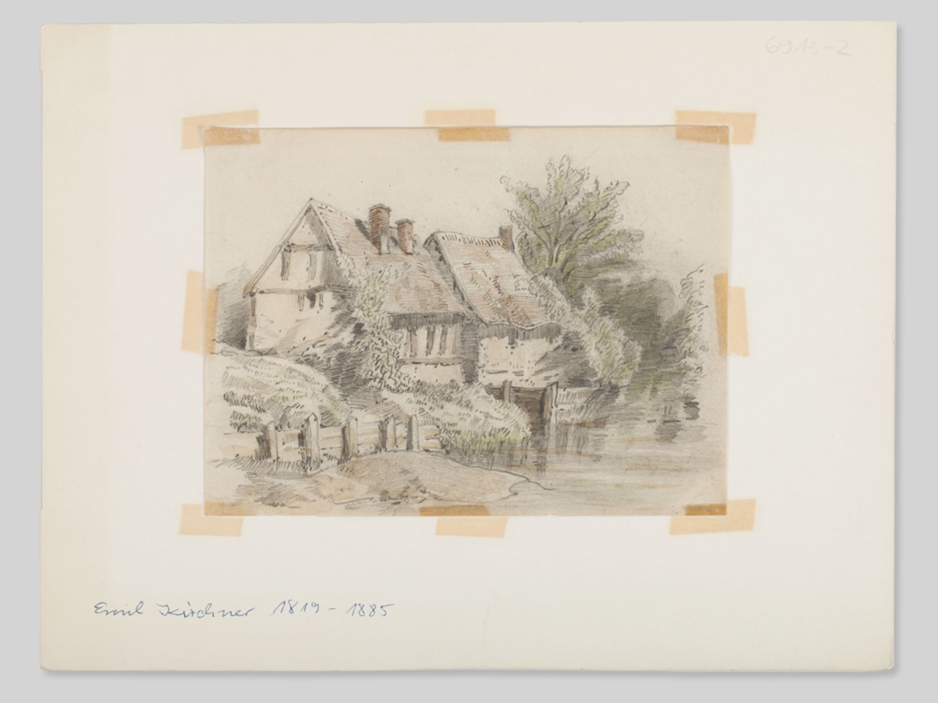 Drawing Homestead, attributed to A. Emil Kirchner, 1858  - Image 2 of 7