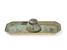 Decorative Inkwell with Finely Painted Flowers, around 1880