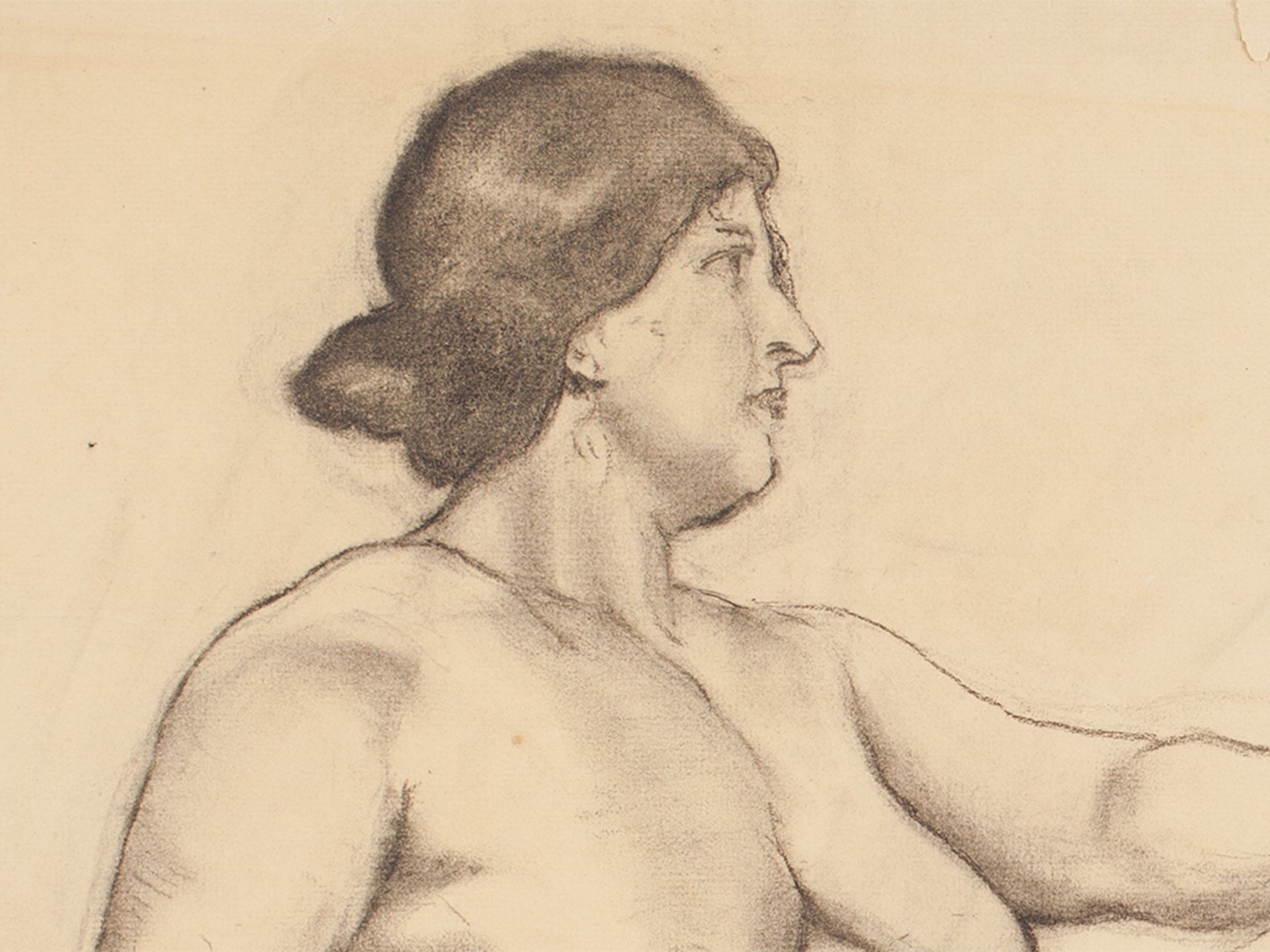 R. Moritz, Two Charcoal Drawings Male and Female Nude, 1905 - Image 3 of 7