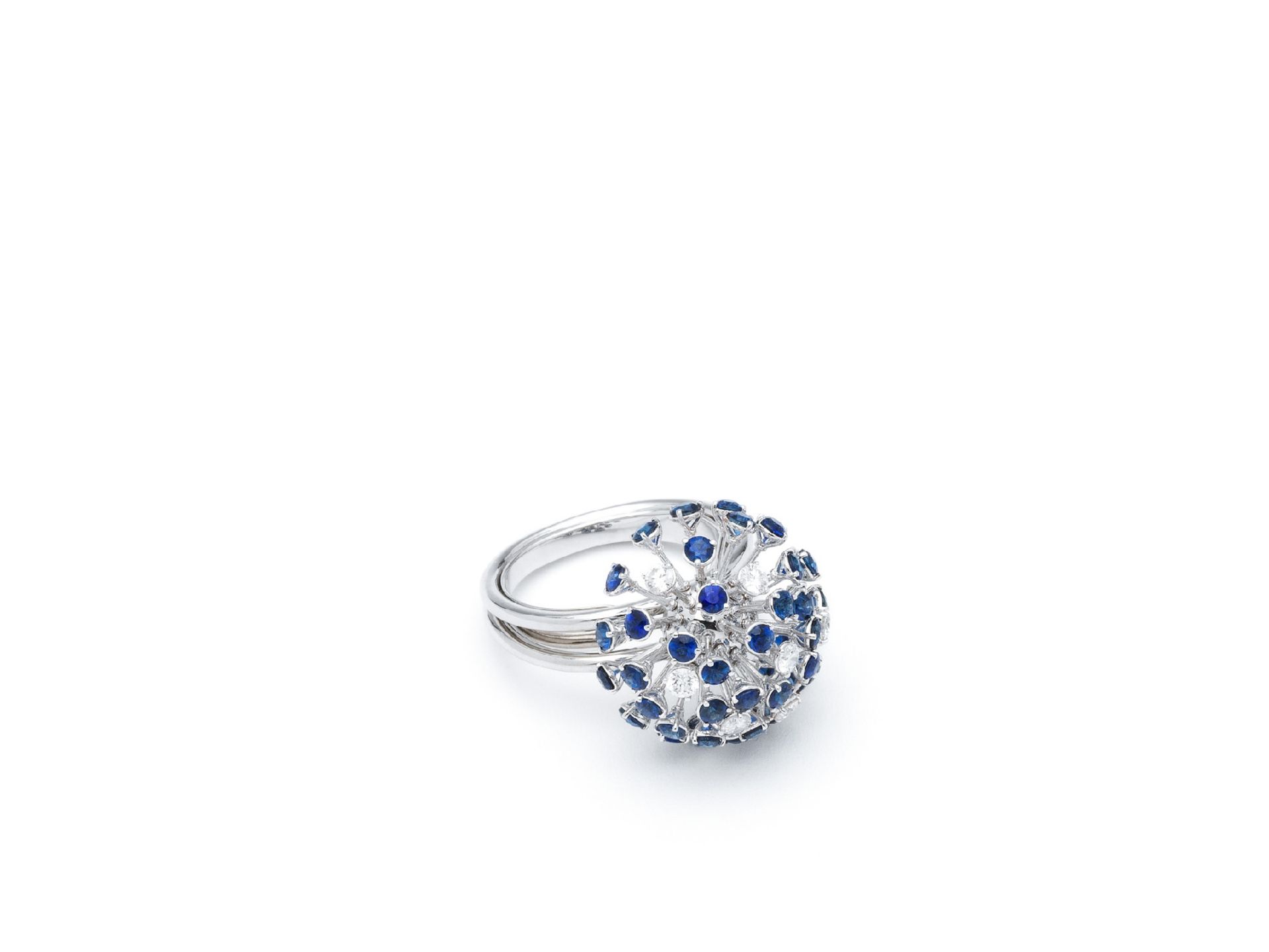 Ring with brilliant diamonds and sapphires - Image 3 of 5