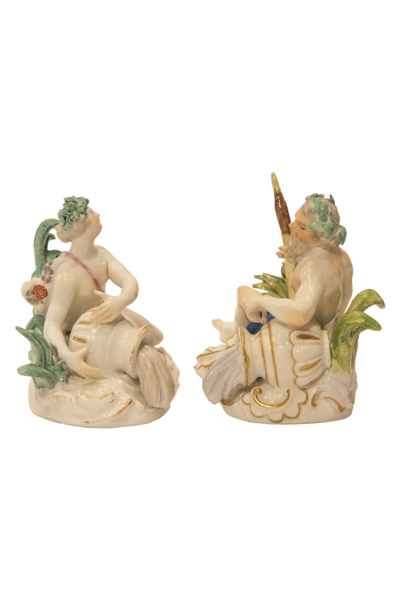 Two small figures river god and river goddess, Meissen 1750 - Image 2 of 6