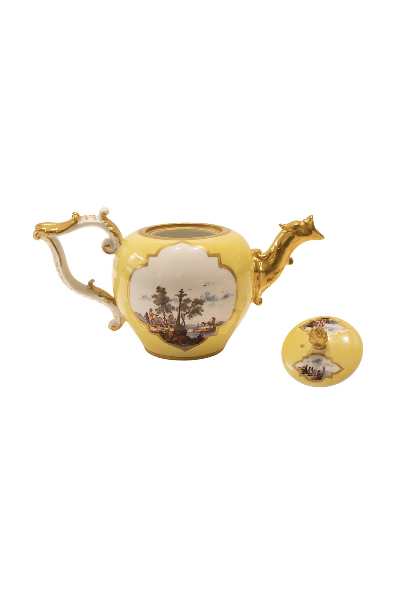 Teapot lemon yellow stock, Meissen 1740 - Image 3 of 6