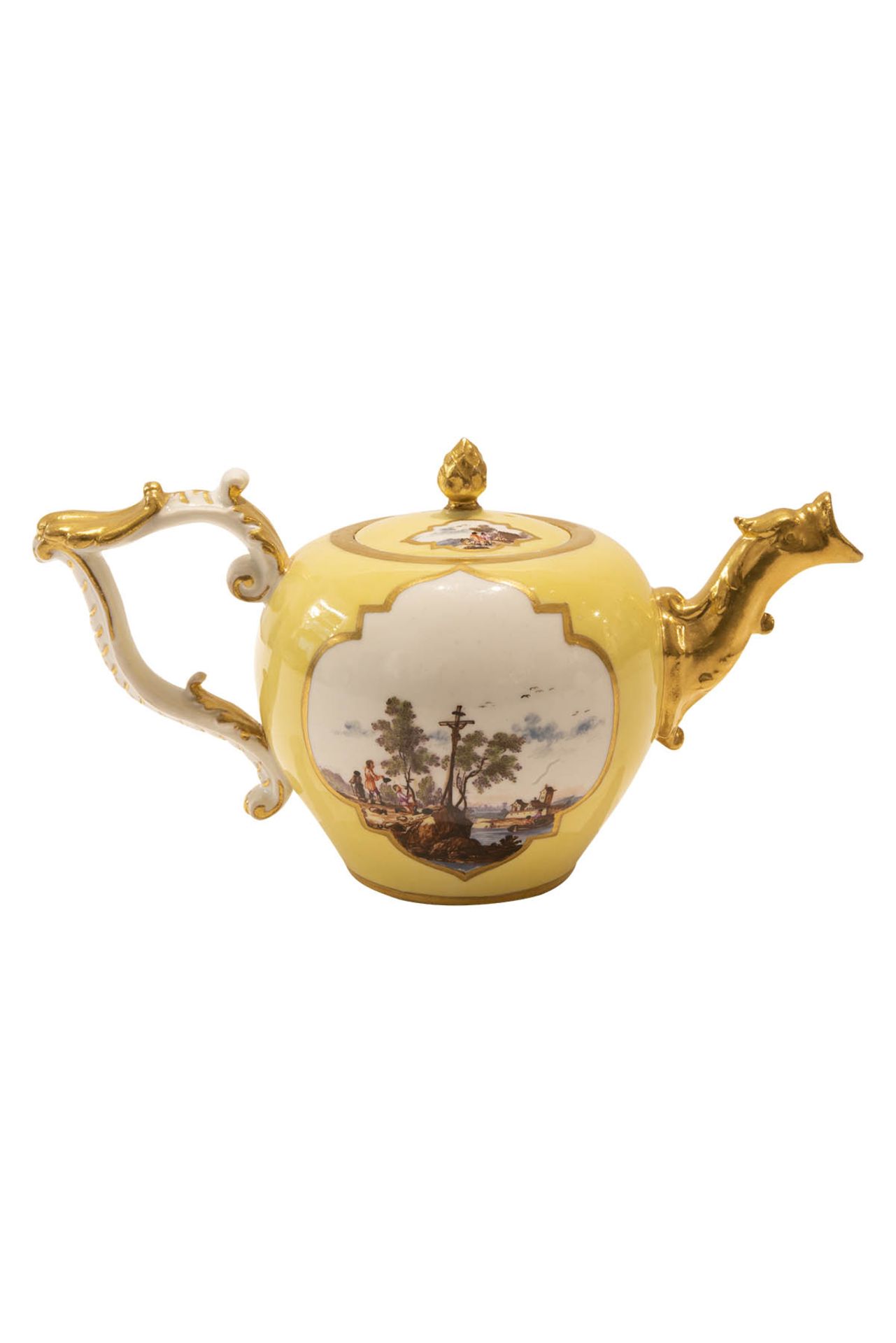 Teapot lemon yellow stock, Meissen 1740 - Image 2 of 6