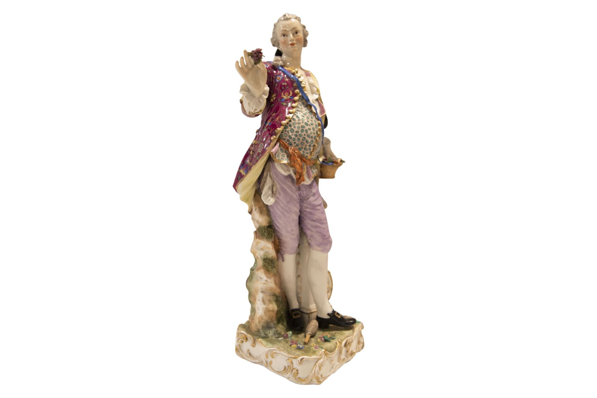Large figure "Cavalier with flowers", Meissen - Image 5 of 9