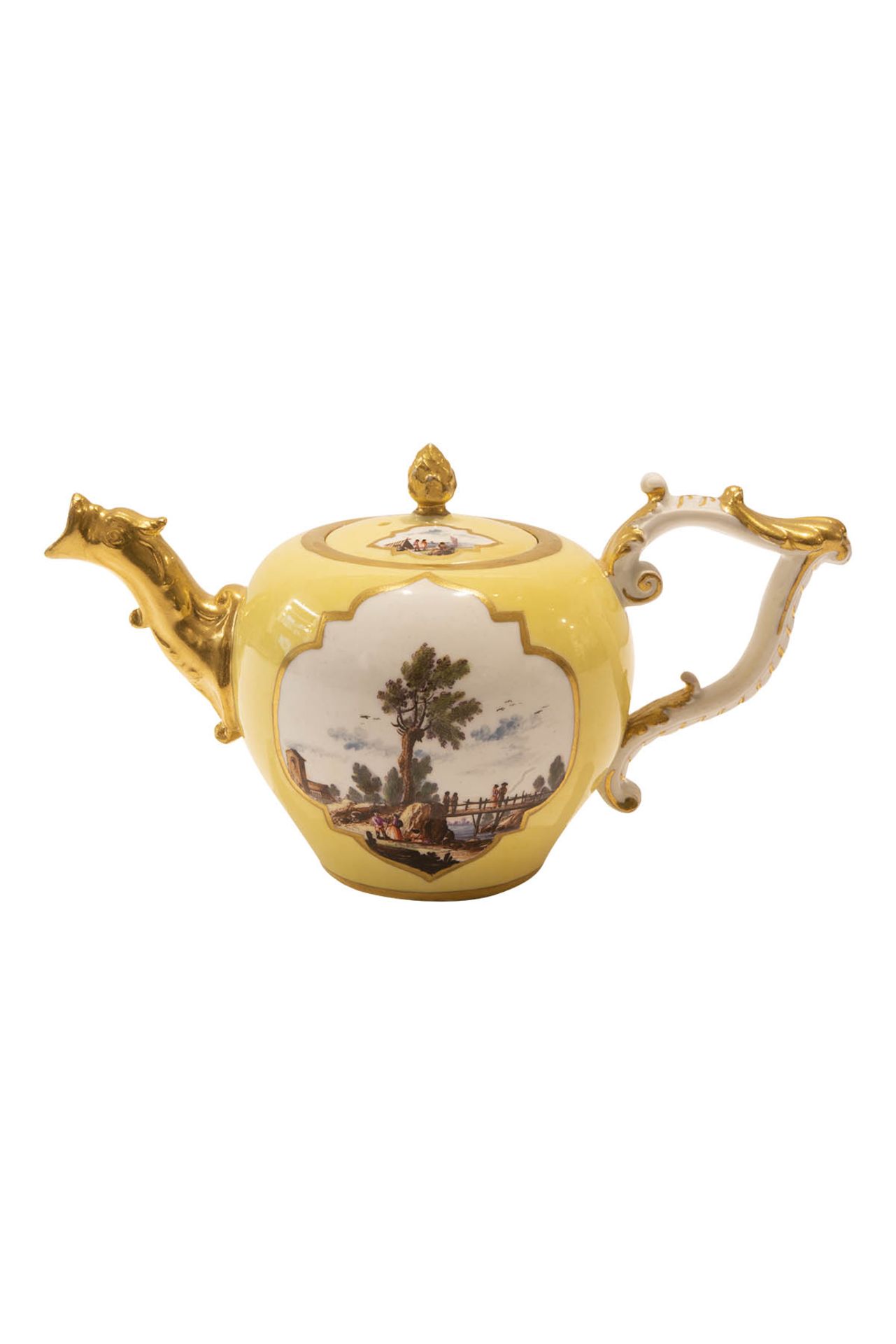 Teapot lemon yellow stock, Meissen 1740