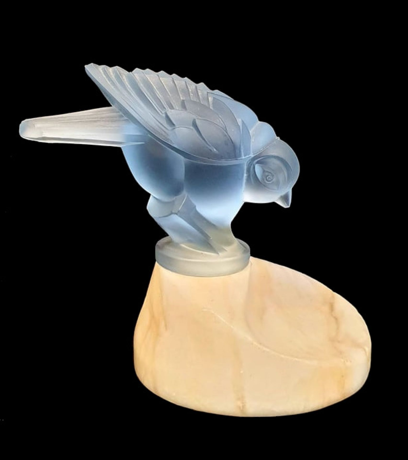 Glass Bird on Marble Base