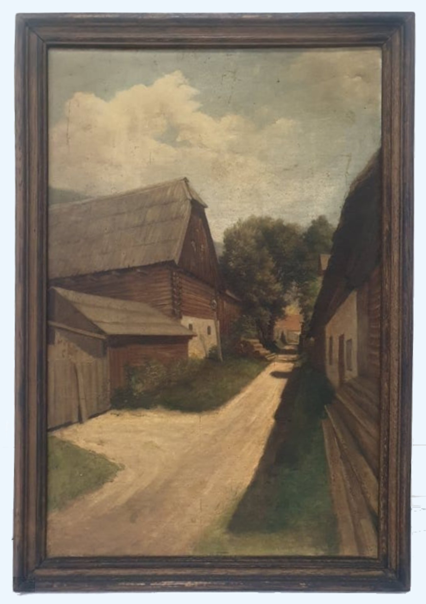 Oil on canvas | Houses in a lane | Austro / Hungarian - Image 2 of 3