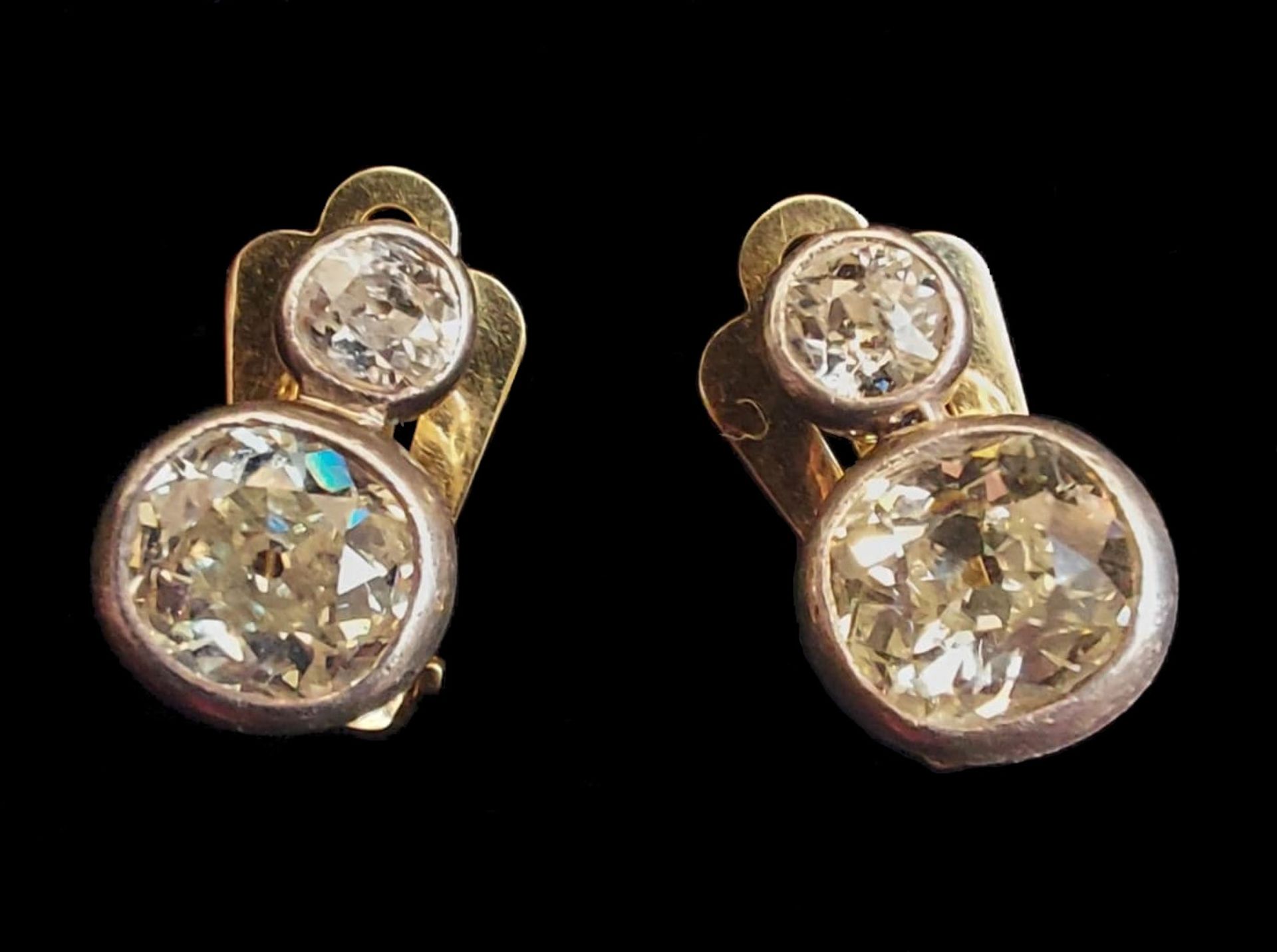 Peruzzi Cut | Diamond | Clip Earrings | 4ct - Image 2 of 5