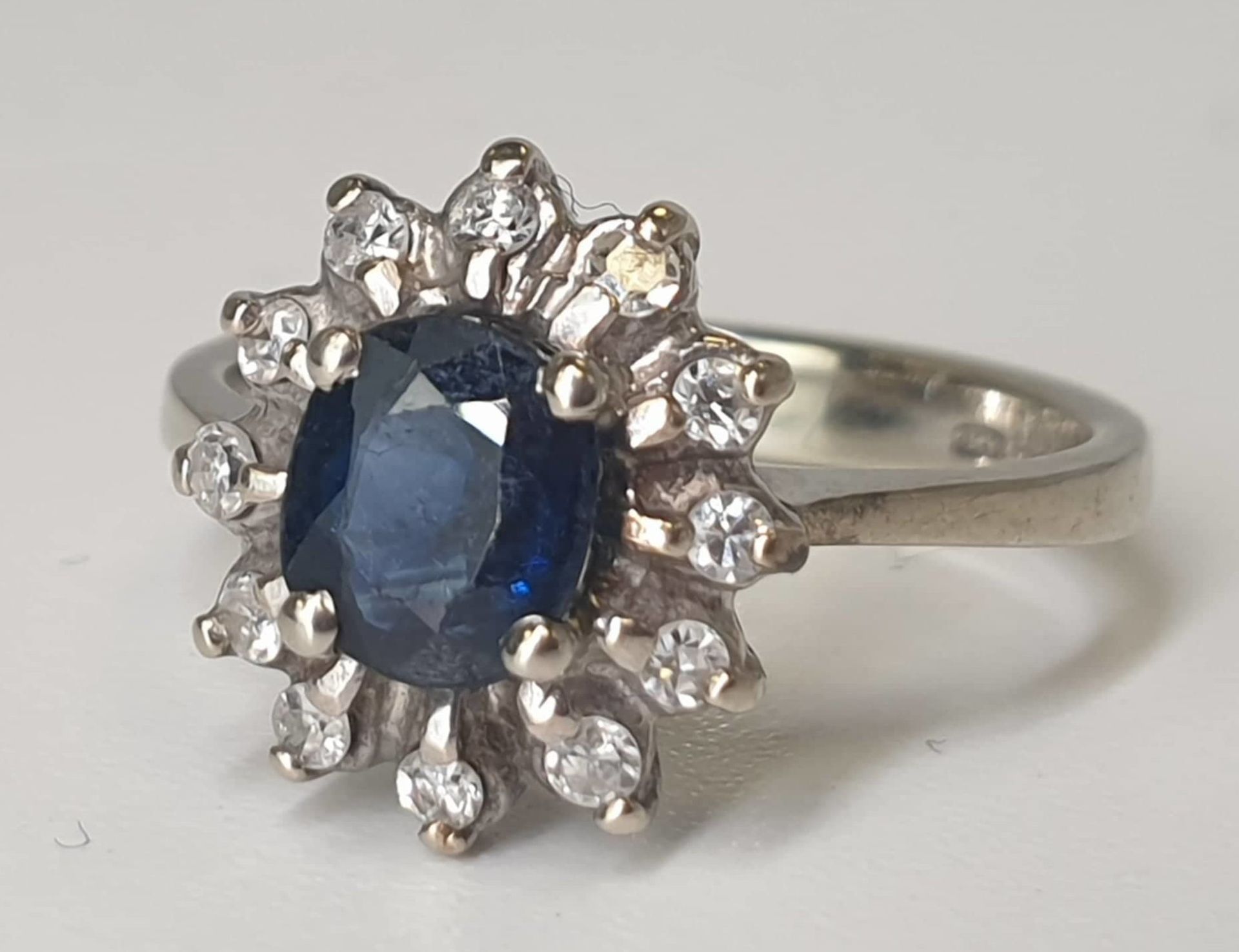 Diamond & Sapphire Ring | 14K White Gold - Image 2 of 5