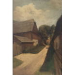 Oil on canvas | Houses in a lane | Austro / Hungarian