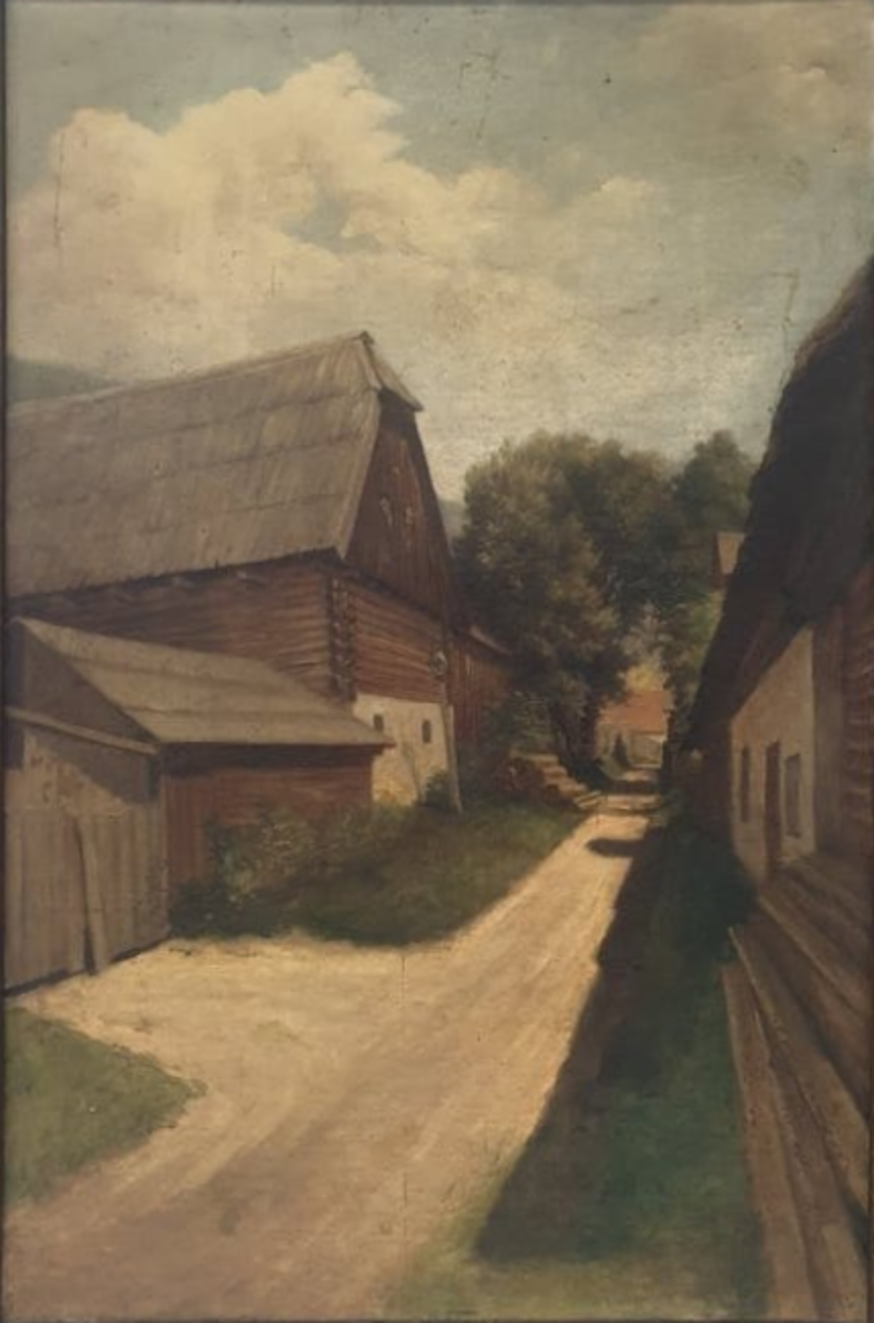 Oil on canvas | Houses in a lane | Austro / Hungarian