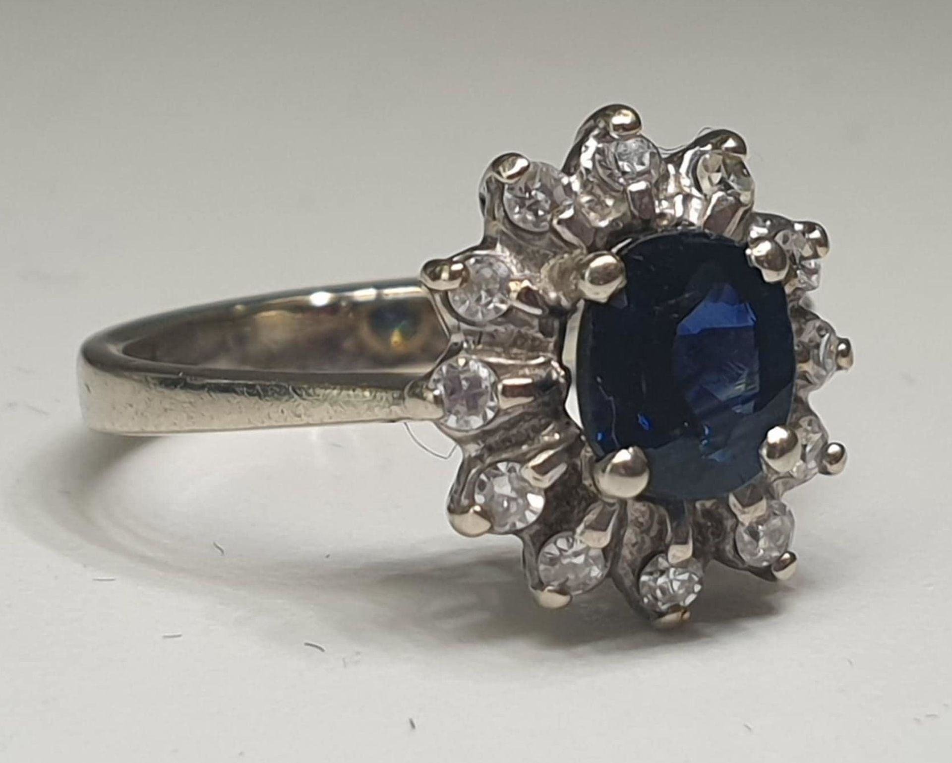 Diamond & Sapphire Ring | 14K White Gold - Image 3 of 5