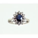 Diamond & Sapphire Ring | 14K White Gold