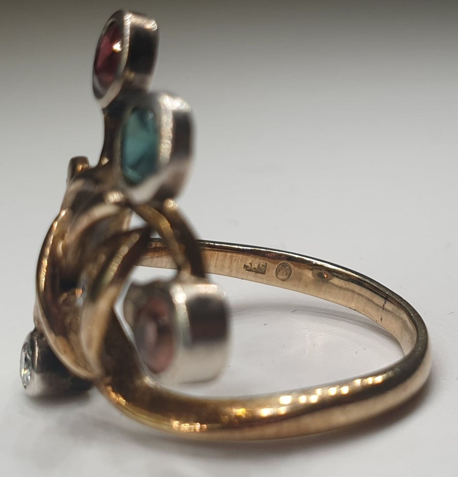4 Stone Ring | 14K (585) Gold - Image 3 of 6