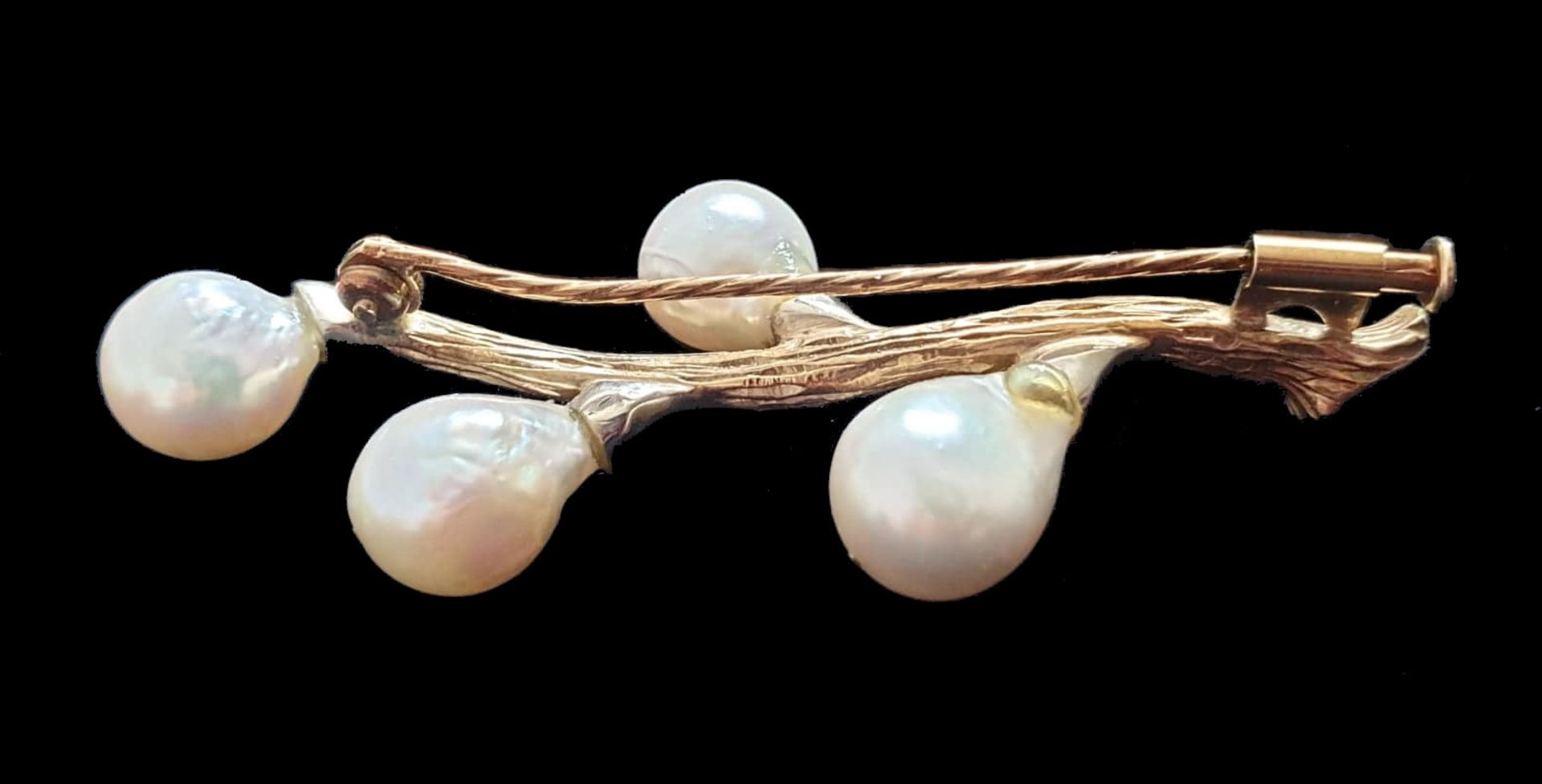 Austria 14K | Gold Pearl Brooch - Bild 3 aus 4