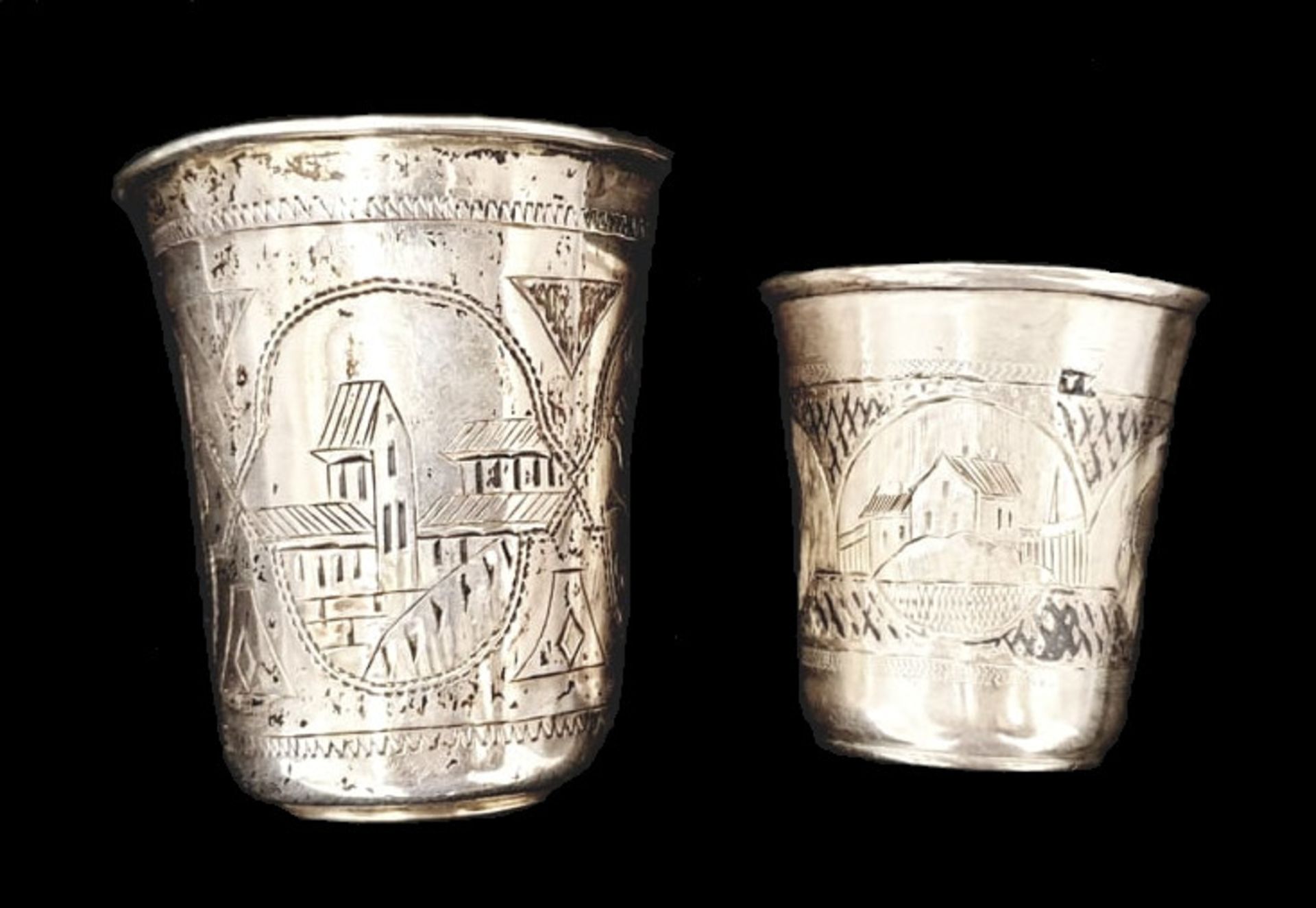 2 Imperial Russian Silver | B.C | Beakers (Kiddusch)