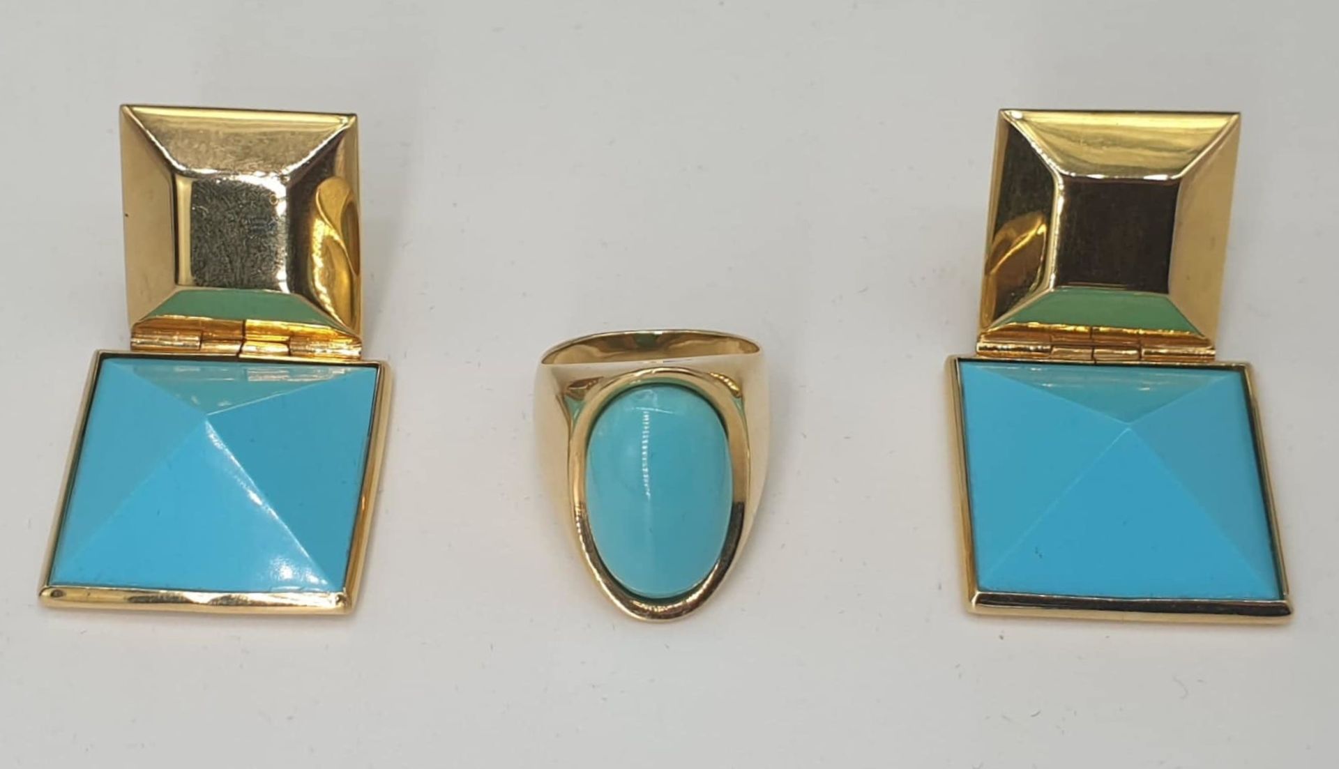 Ring & Ear Clips | Turquoise | 750 (18k) Gold