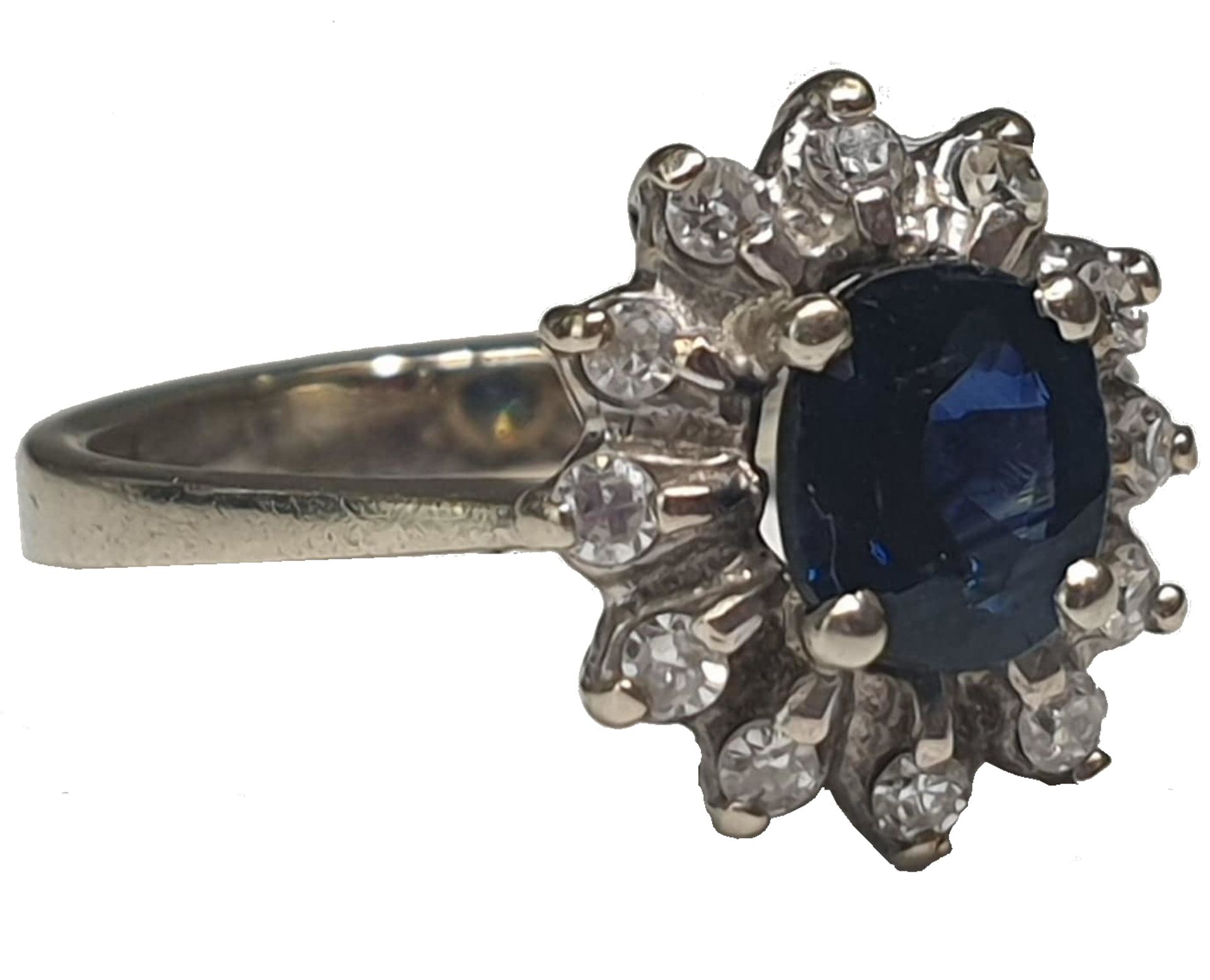 Diamond & Sapphire Cluster Ring - Bild 2 aus 6