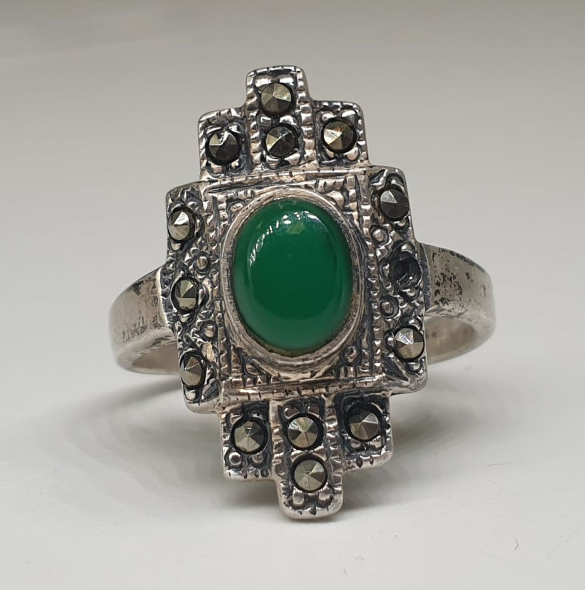 Art Deco Silver Ring | Malachite