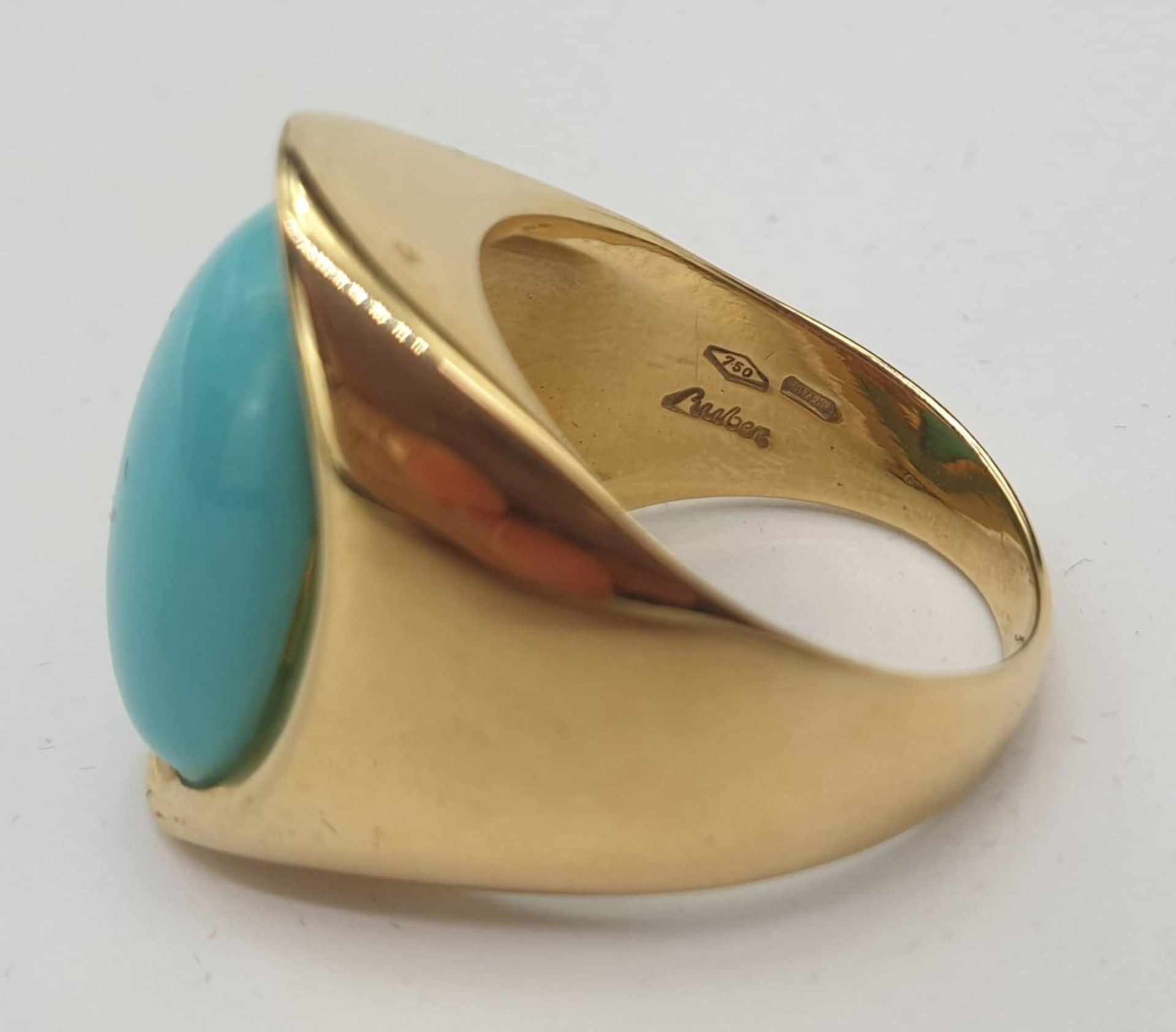 Ring & Ear Clips | Turquoise | 750 (18k) Gold - Image 7 of 9