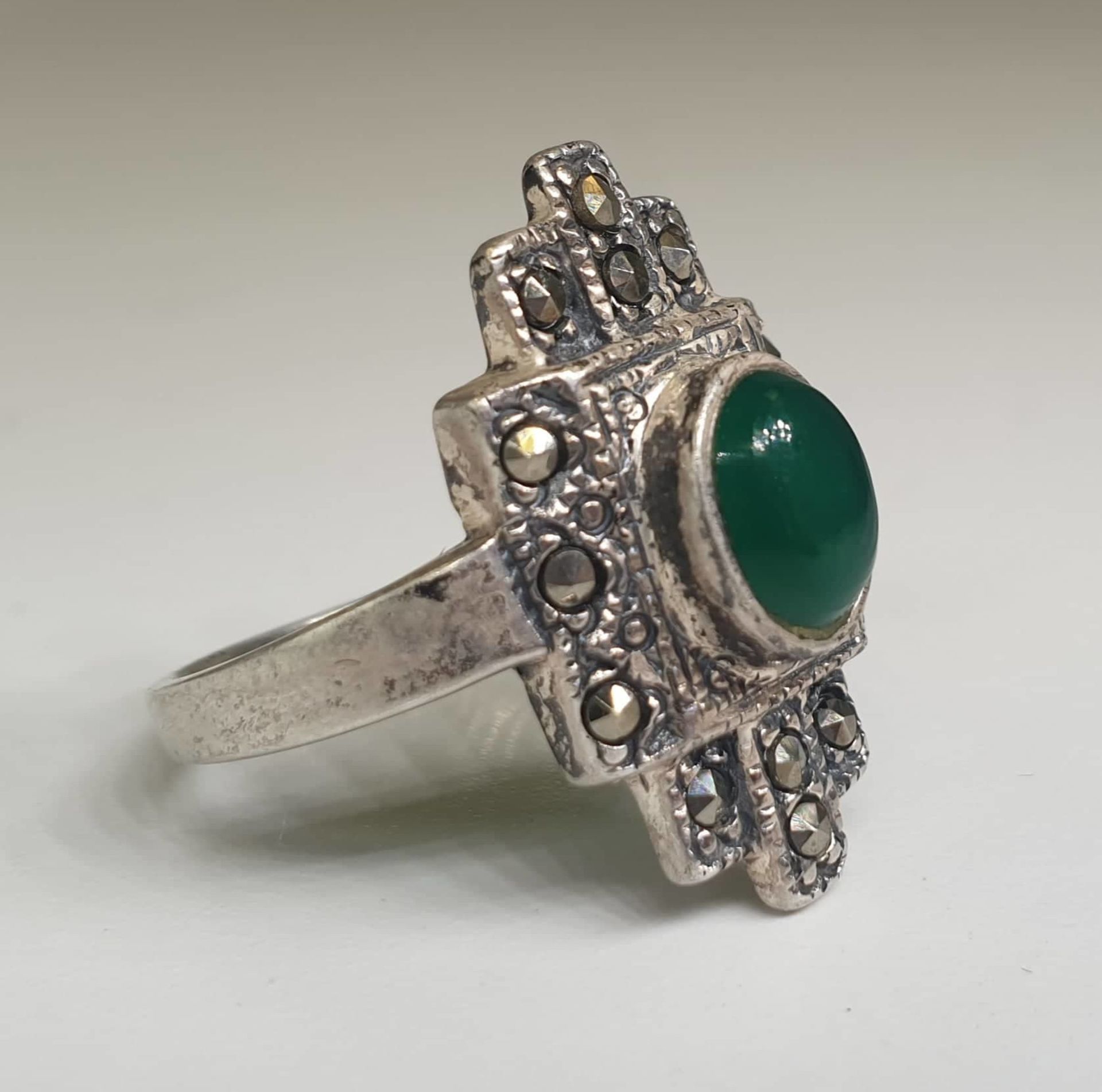 Art Deco Silver Ring | Malachite - Image 2 of 5