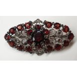 Silver Bohemian Garnet Brooch