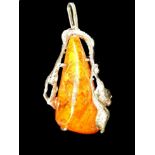 Silver Amber Pendant